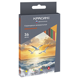 Карандаши акварельные Красин "Айвазовский", 36цв., трехгран., заточен., картон, европодвес фото Карандаши акварельные Красин "Айвазовский", 36цв., трехгран., заточен., картон, европодвес