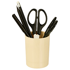 Подставка-стакан СТАММ "Лидер", пластиковая, круглая, бежевая