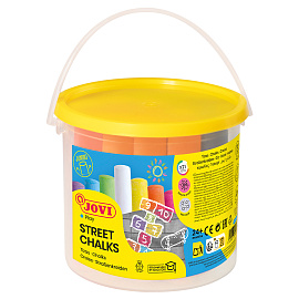 Мел цветной JOVI (Испания), набор 20 шт., для рисования на асфальте, круглый, пластиковое ведро, 1130