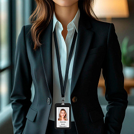 Бейдж вертикальный (85х54 мм), черный, МАТОВАЯ ПОВЕРХНОСТЬ, BRAUBERG EXTRA, 238815