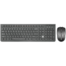 Набор беспроводной DEFENDER Columbia C-775RU, USB, клавиатура, мышь 2 кнопки + 1 колесо-кнопка, черный, 45775