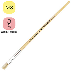 Кисть щетина, ArtSpace, плоская №08, пакет, европодвес