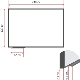 Доска магнитно-маркерная Комус Premium 120x240 см односекционная (полочка для маркеров)