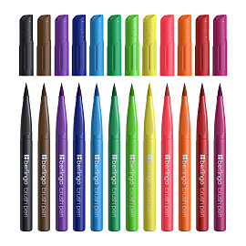 Фломастеры с кистевым пишущим узлом Berlingo "Brush", 12цв., смываемые, картон, европодвес фото Фломастеры с кистевым пишущим узлом Berlingo "Brush", 12цв., смываемые, картон, европодвес