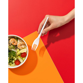 Вилка одноразовая Комус Эконом белая 165 мм (100 штук в упаковке)