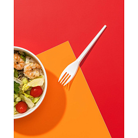 Вилка одноразовая Комус Эконом белая 165 мм (100 штук в упаковке)