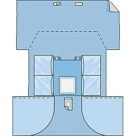 Простыня одноразовая Гекса стерильная Т-образная для абдоминально-промежностной области в сложении 300 x 250/270 см (голубая)