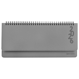 Планинг датированный 2026 305х140 мм BRAUBERG "Up", под кожу, серый, 117236