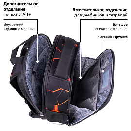 Ранец BRAUBERG FIT, 2 отделения, "Keep out", 38х27х14 см, 270617