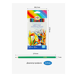 Карандаши цветные Гамма Классические 12 карандашей 12 цветов шестигранные (050918_02_02)