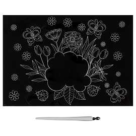 Гравюра с голографическим эффектом ТРИ СОВЫ "Открытка. Цветы", А5 фото Гравюра с голографическим эффектом ТРИ СОВЫ "Открытка. Цветы", А5