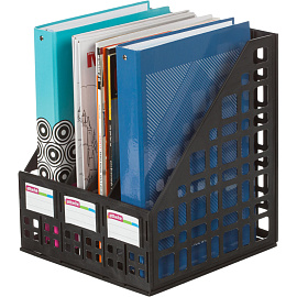 Лоток вертикальный для бумаг 240 мм Attache пластиковый черный 4 отделения