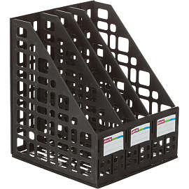 Лоток вертикальный для бумаг 240 мм Attache пластиковый черный 4 отделения