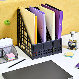 Лоток вертикальный для бумаг Attache 240 мм пластиковый черный 6 отделений