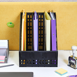 Лоток вертикальный для бумаг Attache 240 мм пластиковый черный 6 отделений