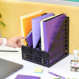 Лоток вертикальный для бумаг Attache 240 мм пластиковый черный 6 отделений