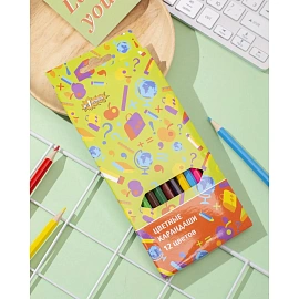 Карандаши цветные №1 School Отличник 12 карандашей 12 цветов шестигранные деревянный корпус