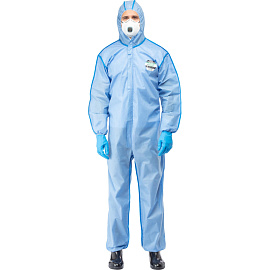 Комбинезон одноразовый с капюшоном Lakeland SafeGard 76 синий 45 г/кв.м (размер 60-62, XХXL, ESB428)