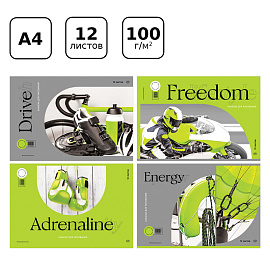 Альбом для рисования 12л., А4, на скрепке BG "Моя энергия