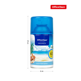 Сменный баллон для освежителя воздуха OfficeClean "Лазурный бриз", сухое распыление, 250мл фото Сменный баллон для освежителя воздуха OfficeClean "Лазурный бриз", сухое распыление, 250мл