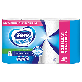 Полотенца бумажные Zewa 2-слойные белые 4 рулона по 14 метров