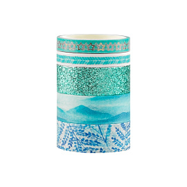 Набор клейких декоративных лент MESHU "Blue pattern", 5шт фото Набор клейких декоративных лент MESHU "Blue pattern", 5шт