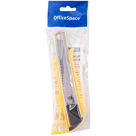 Нож канцелярский 18мм OfficeSpace, усиленный, с фиксатором, металл. направляющие, ассорти, европодвес