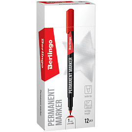 Маркер перманентный Berlingo "Multiline PE100" красный, пулевидный, 1мм фото Маркер перманентный Berlingo "Multiline PE100" красный, пулевидный, 1мм