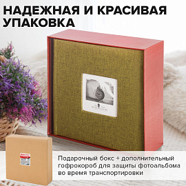 Фотоальбом BRAUBERG на 300 фото 10х15 см, ткань, хаки, 391188