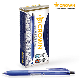 Ручка гелевая (шариковая) автоматическая Crown Quick Dry синяя (толщина линии 0.5 мм)
