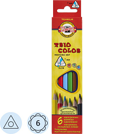 Карандаши цветные Koh-i-Noor Triocolor 6 карандашей 6 цветов трёхгранные