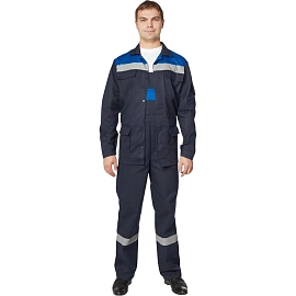 Костюм рабочий летний мужской л05-КПК с СОП синий/васильковый (размер 44-46, рост 170-176)