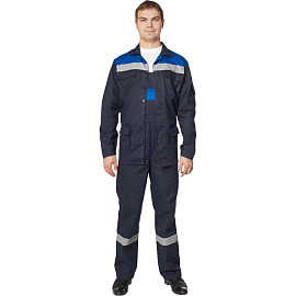 Костюм рабочий летний мужской л05-КПК с СОП синий/васильковый (размер 48-50, рост 170-176)