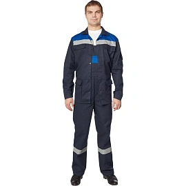Костюм рабочий летний мужской л05-КПК с СОП синий/васильковый (размер 56-58, рост 170-176)