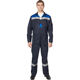 Костюм рабочий летний мужской л05-КПК с СОП синий/васильковый (размер 60-62, рост 170-176)