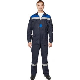 Костюм рабочий летний мужской л05-КПК с СОП синий/васильковый (размер 44-46, рост 182-188)