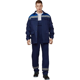 Костюм рабочий летний мужской л05-КПК с СОП синий/васильковый (размер 48-50, рост 182-188)