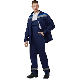 Костюм рабочий летний мужской л05-КПК с СОП синий/васильковый (размер 48-50, рост 182-188)