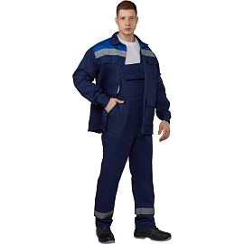 Костюм рабочий летний мужской л05-КПК с СОП синий/васильковый (размер 48-50, рост 182-188)