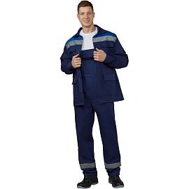 Костюм рабочий летний мужской л05-КПК с СОП синий/васильковый (размер 48-50, рост 182-188)