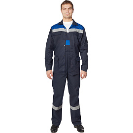 Костюм рабочий летний мужской л05-КПК с СОП синий/васильковый (размер 52-54, рост 182-188)
