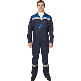 Костюм рабочий летний мужской л05-КПК с СОП синий/васильковый (размер 56-58, рост 182-188)