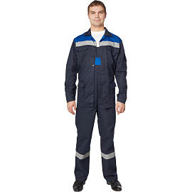 Костюм рабочий летний мужской л05-КПК с СОП синий/васильковый (размер 60-62, рост 182-188)