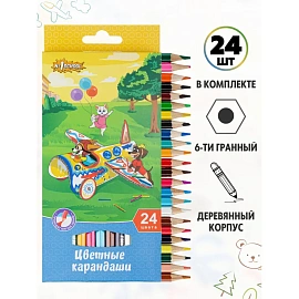 Карандаши цветные №1 School Шустрики 24 карандаша 24 цвета шестигранные