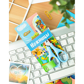 Ножницы детские Комус Класс (№1 School) Шустрики 115 мм универсальные тупоконечные голубые