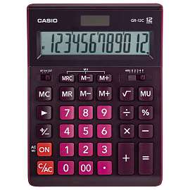 Калькулятор настольный Casio GR-12C-WR 12-разрядный бордовый 209х155х34 мм