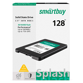 Твердотельный накопитель SSD SMARTBUY Splash 128GB, 2,5", SATA III, черный, SBSSD-128GT-MX902-25S3