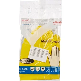 Перчатки латексные Vileda Professional с хлопковым напылением желтые (размер 9.5-10, XL, 174377)