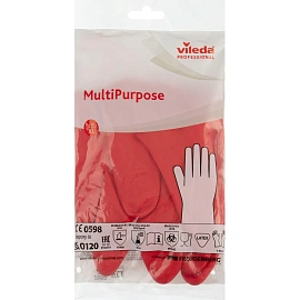 Перчатки латексные Vileda Professional с хлопковым напылением красные (размер 9.5-10, XL, 174348)