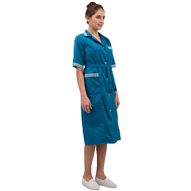 Халат для горничных и уборщиц у01-ХЛ с коротким рукавом бирюзовый (размер 52-54, рост 158-164) фото Халат для горничных и уборщиц у01-ХЛ с коротким рукавом бирюзовый (размер 52-54, рост 158-164)